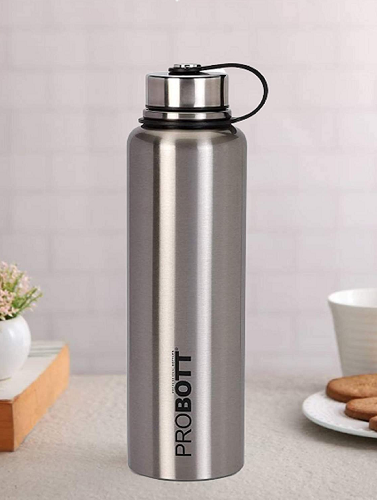 PROBOTT Hulk Vacuum Flask Capacity 1100 ml, Silver, Hot and Cold Water Bottle with Carry Bag