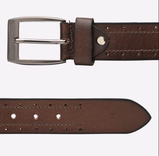 Genuine Leather Belt for Men's Leather Belt with Buckle Closure - 87 CM