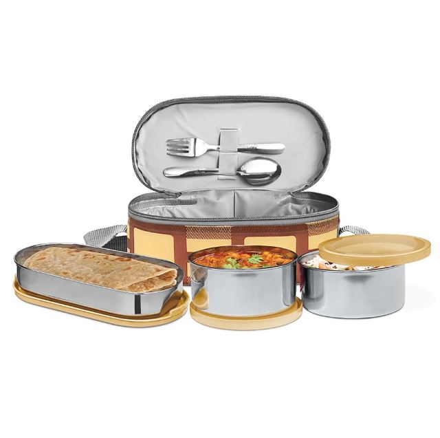 MILTON Corporate Lunch 3 Stainless Steel Lunch Box with Jacket