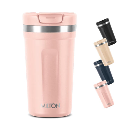 MILTON Corral 450 Thermosteel Insulated Coffee Mug, 400 ml, Peach | Hot & Cold Flask