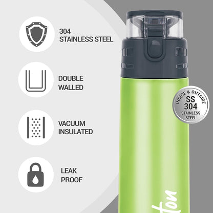 Milton Atlantis Thermosteel Insulated Water Bottle,Hot and Cold, Leak Proof