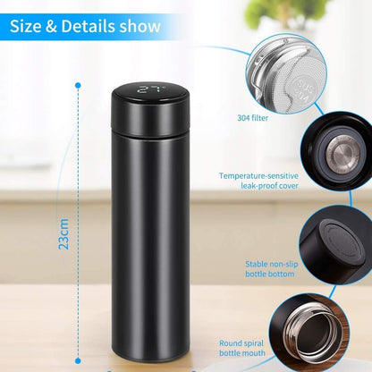 Display Temperature Water Bottle, Stainless Steel Hot & Cold Vacuum Insulated, Leakproof & BPA-Free 500 ML