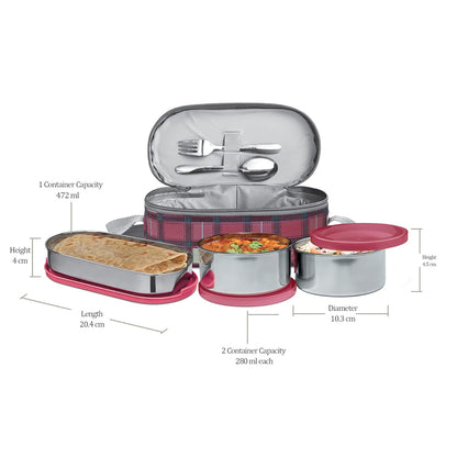 MILTON Corporate Lunch 3 Stainless Steel Lunch Box with Jacket