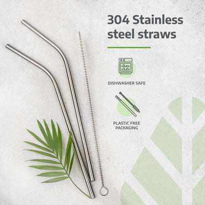 Stainless Steel Straws with Cleaning Brush, Reusable Metal Straws Pack of 4