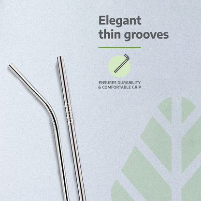 Stainless Steel Straws with Cleaning Brush, Reusable Metal Straws Pack of 4