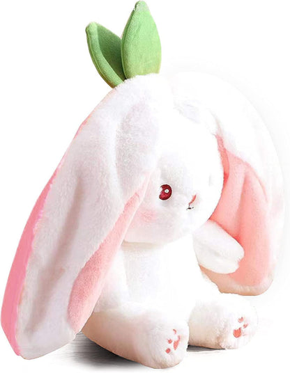 Reversible Strawberry Cute Plush Bunny Soft Toy, Strawberry Rabbit Teddy Soft Toy, Plushie Bunny Toys with Zipper 45 cm Multicolor - GMARTSHOPY