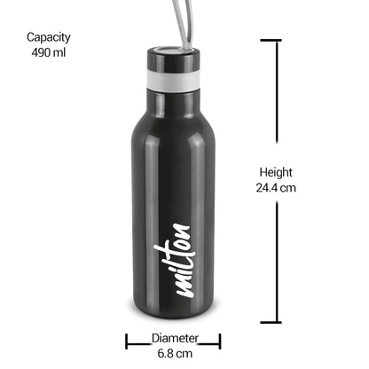 New Smarty 600 thermosteel Hot and Cold 24 hours Water Bottle, 490 ml, Black