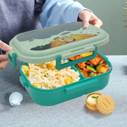 Senso Champs Kids Lunch Box Leak Proof, Air Right, Unbreakable, Food Grade Plastic, 2 Compartment with Spoon