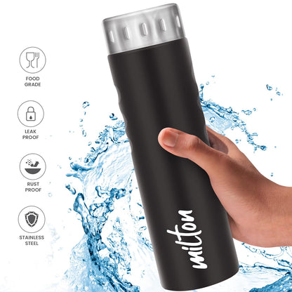 MILTON Stream Stainless Steel Water Bottle, Single walled | Leak Proof | Easy Grip