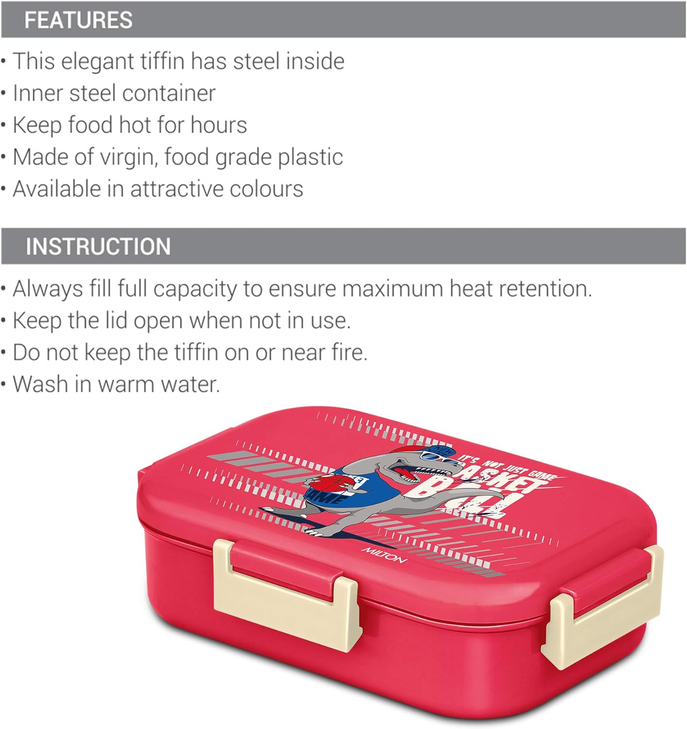 MILTON New Flatmate Stainless Steel Tiffin Box, BPA Free, Food Grade, Leak Proof