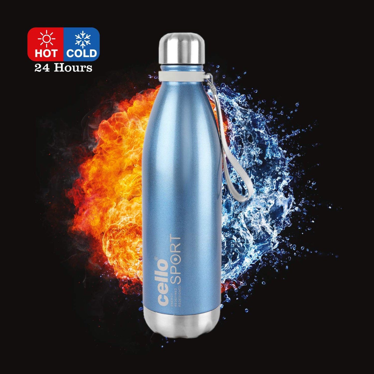 Scout Stainless Steel Double Walled Water Bottle, Hot and Cold, 750ml, 1pc, Blue