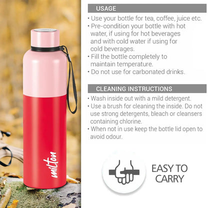 Milton Ancy Thermosteel Water Bottle,24 Hours Hot and Cold, Rust Proof - GMARTSHOPY