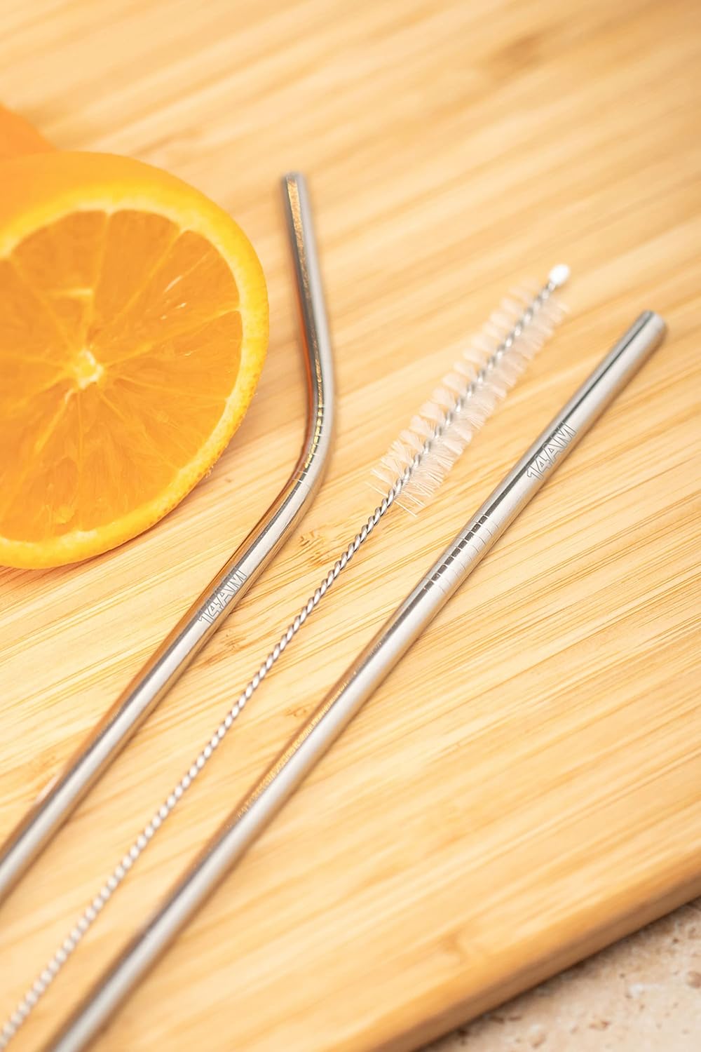 Stainless Steel Straws with Cleaning Brush, Reusable Metal Straws Pack of 4