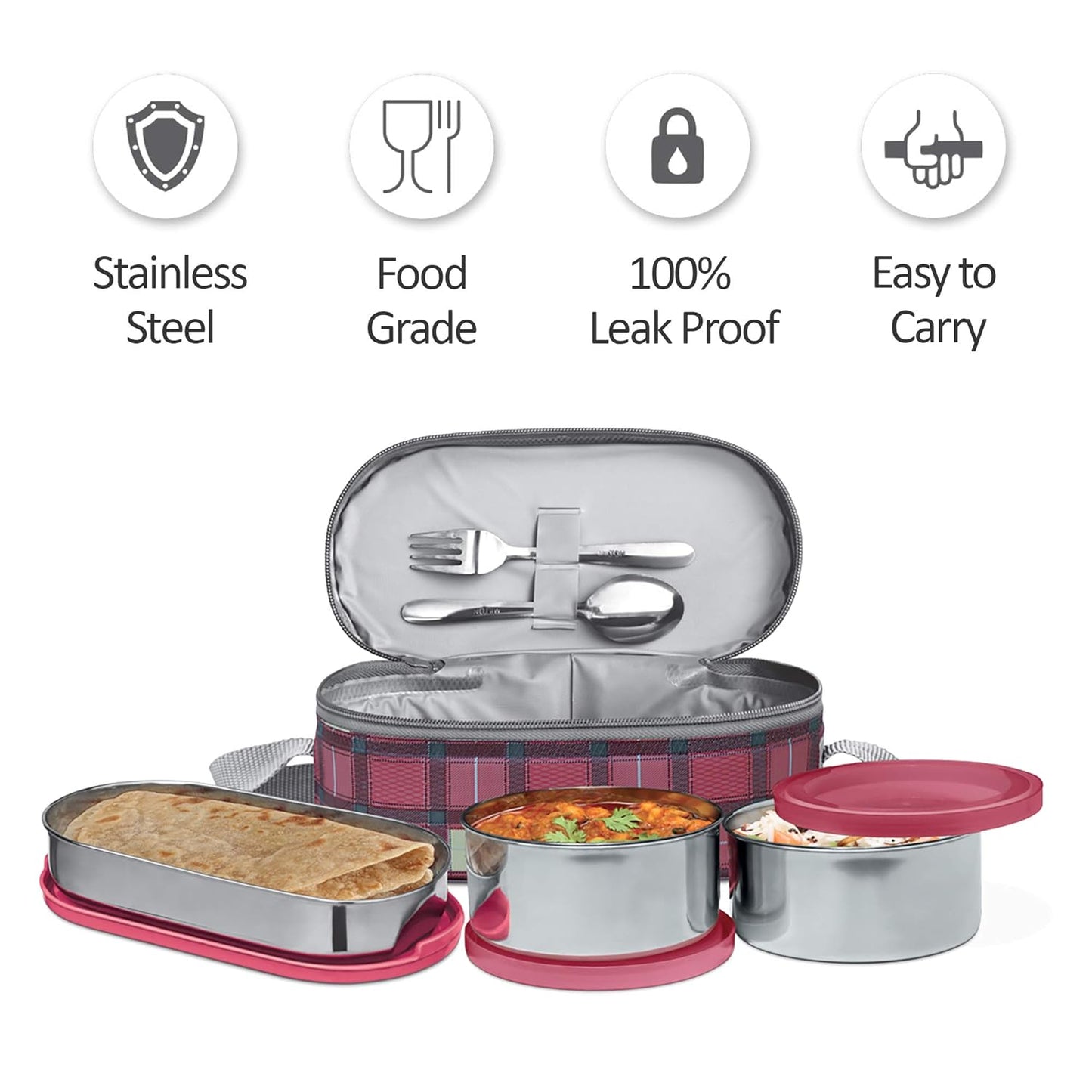 MILTON Corporate Lunch 3 Stainless Steel Lunch Box with Jacket