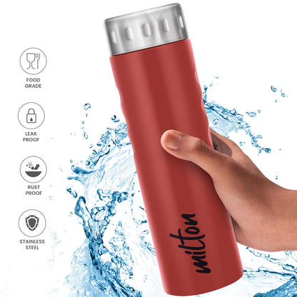 MILTON Stream Stainless Steel Water Bottle, Single walled | Leak Proof | Easy Grip