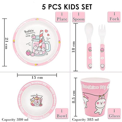 Baby Kids Melamine Kids Dinnerware Set of 5 PCS, BPA-free and dishwasher safe