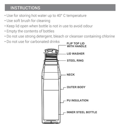 Milton Kool Steelight Insulated School Kids Bottle with Inner Steel, 900ml