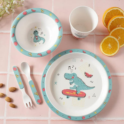 Baby Kids Melamine Kids Dinnerware Set of 5 PCS, BPA-free and dishwasher safe