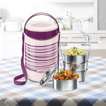 Milton Econa 4 Stainless Steel Lunch Box, Thermoware Insulated Leak Proof Tiffin Box