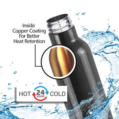 New Smarty 600 thermosteel Hot and Cold 24 hours Water Bottle, 490 ml, Black