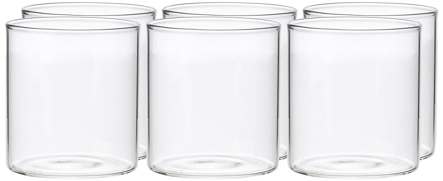 Borosil Vision Small Squat Glass Set of 6 pcs, Transparent Drinking Glass