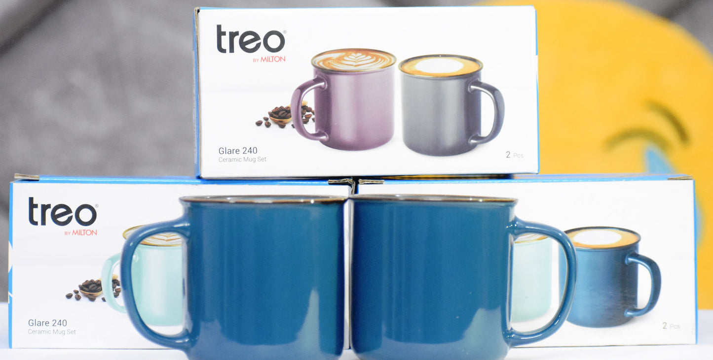 Treo Glare Ceramic Mug, 240 ml, Set of 2