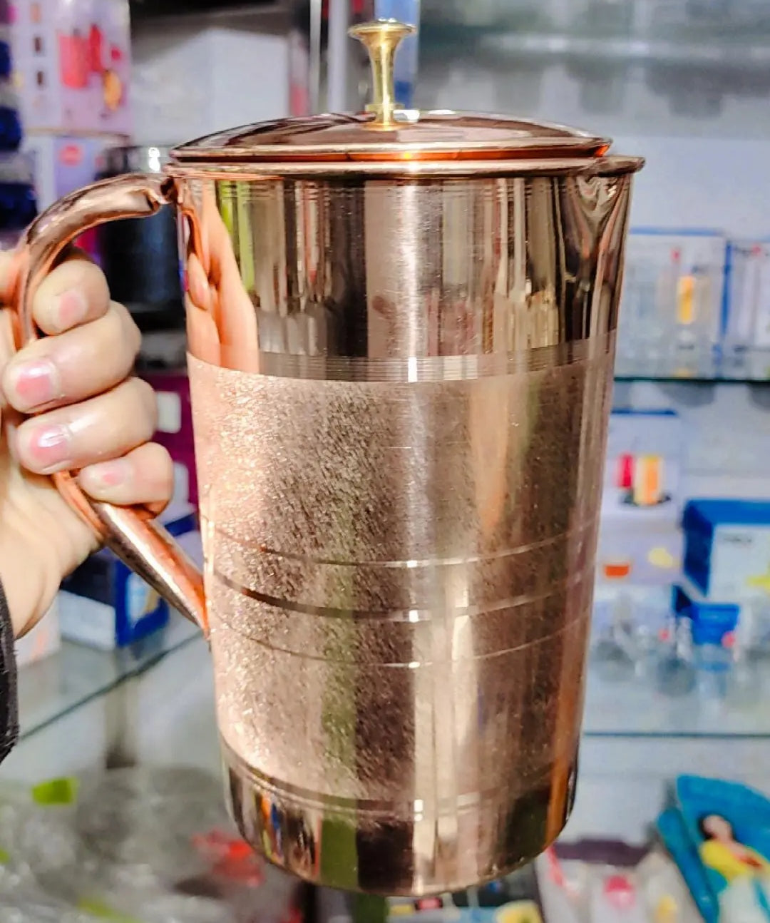 Pure Copper Water Jug, Silver Look, Hammered Pure Copper, Healthier, Great Tasing Water size-4