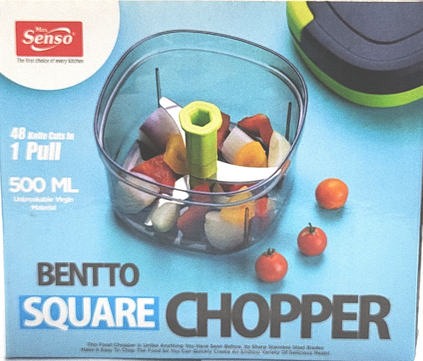 Bentto Square Chopper, Sharp Stainless Steel Blade, Unbreakable Virgin Material