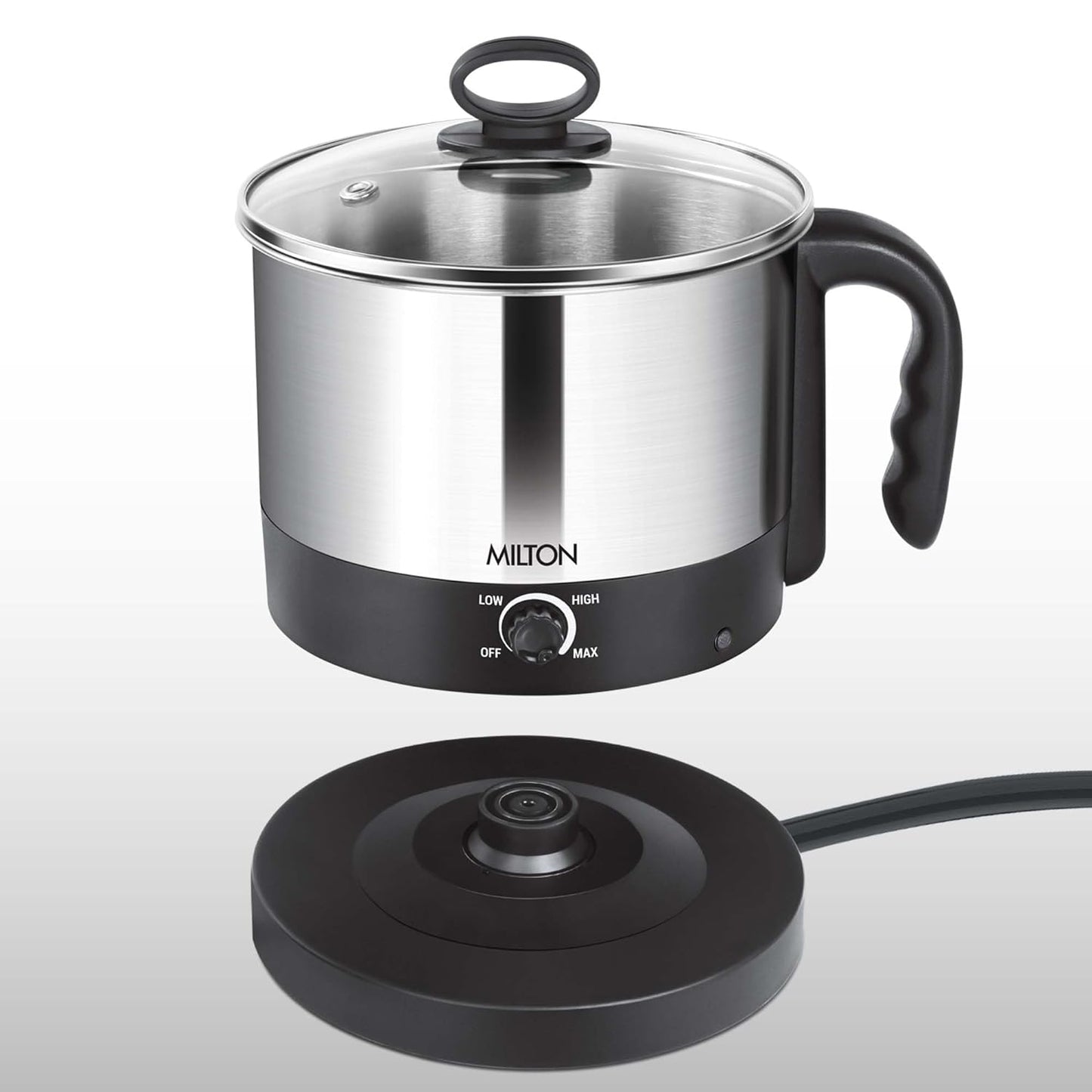 Milton Electro Multipurpose Cooker with Glass Lid and Handle, 600 Watt, 1.2 L