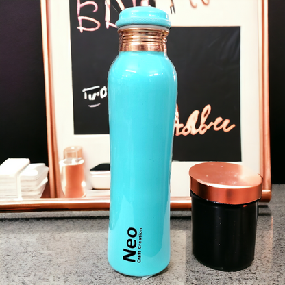 Neo Craft Pure Copper with Blue Color Water Bottle 1000ml, Leak Proof, Light Weight, Stylish