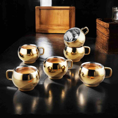 Expo Gold craft Tea cup, Elegant and Premium design Tea cup set of 6pcs