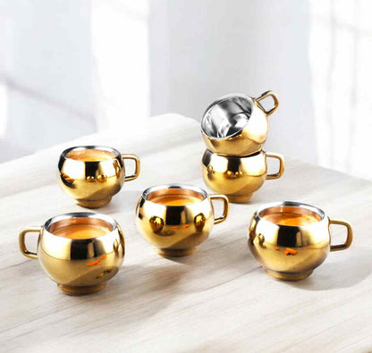 Expo Gold craft Tea cup, Elegant and Premium design Tea cup set of 6pcs