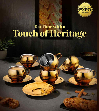 Expo Gold craft Tea cup, Elegant and Premium design Tea cup set of 6pcs