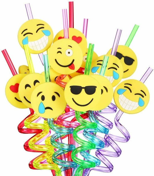 Smiley Face Straw 4 Pcs, BPA Free Drinking Straw for Milkshakes, Soft Drink, Juice