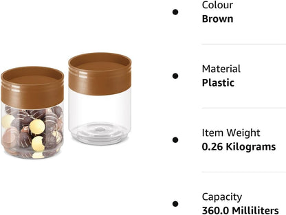 MILTON Stack IT Plastic Storage Jar, Brown | Air Tight | Storage Jar | Kitchen Organiser | BPA Free | Stackable | Modular | Food Grade | Multipurpose Jar