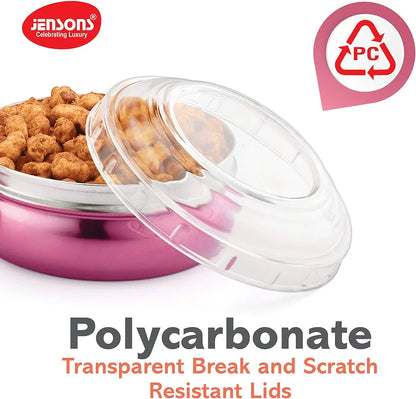 Belly Shape Stainless Steel, Storage Set -with Polycarbonate Lids