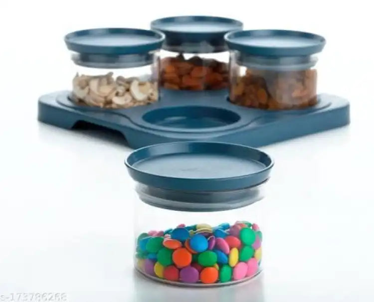 Pog Dryfruit Tray 4PCS Air-tight Unbreakable Containers with a Clear Design