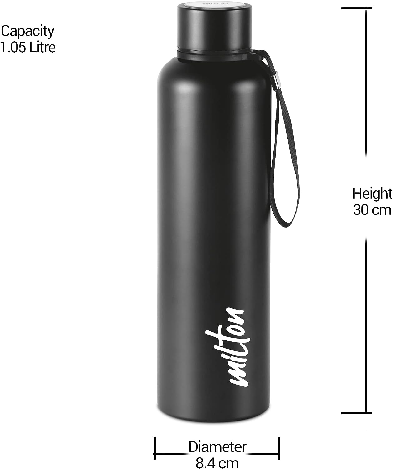 Milton Aura Thermosteel Water Bottle, 1000ml, 24 Hours Hot and Cold, Easy to Carry, Rust & Leak Proof