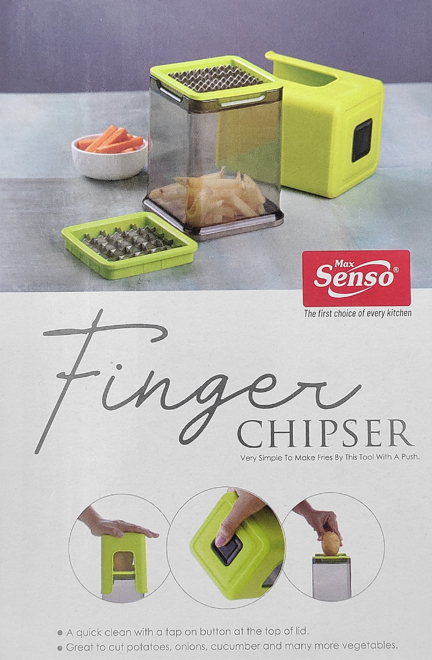 Senso Finger Chipser with Stainless Steel Blade Quick & Evenly Cutting