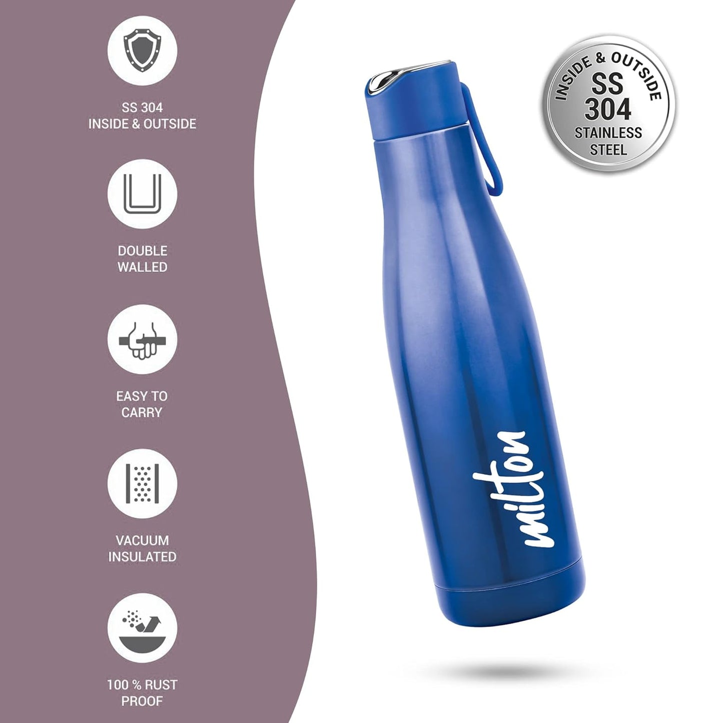 Milton Fame 1000ml Thermosteel Vacuum Insulated Stainless Steel 24 Hours Hot and Cold Water Bottle