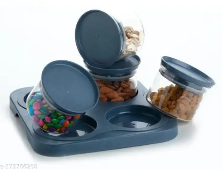 Pog Dryfruit Tray 4PCS Air-tight Unbreakable Containers with a Clear Design