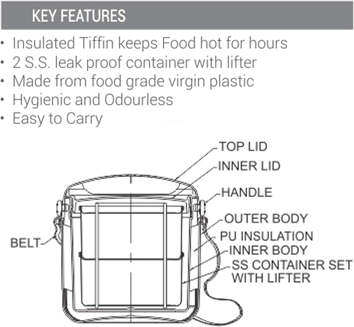 Milton Econa Deluxe 2 Insulated Lunchbox Inner Stainless Steel