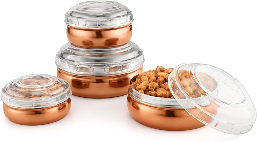 Belly Shape Stainless Steel, Storage Set -with Polycarbonate Lids