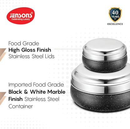 JENSONS Stainless Steel 4Pcs Belly Storage Set -Mirror Polish Stainless Steel Lids