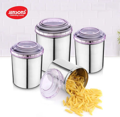 Jesnsons 4 PCS Stainless Steel Canister set with Orange Color PC Lids-4 Pcs Set, Storage Box