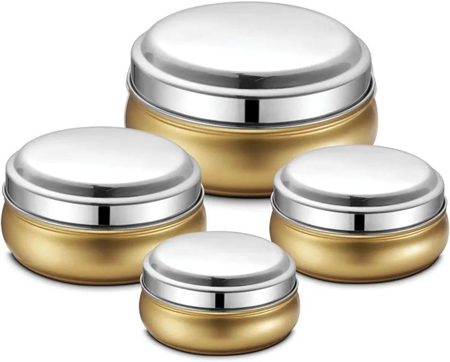 JENSONS Stainless Steel 4Pcs Belly Storage Set -Mirror Polish Stainless Steel Lids