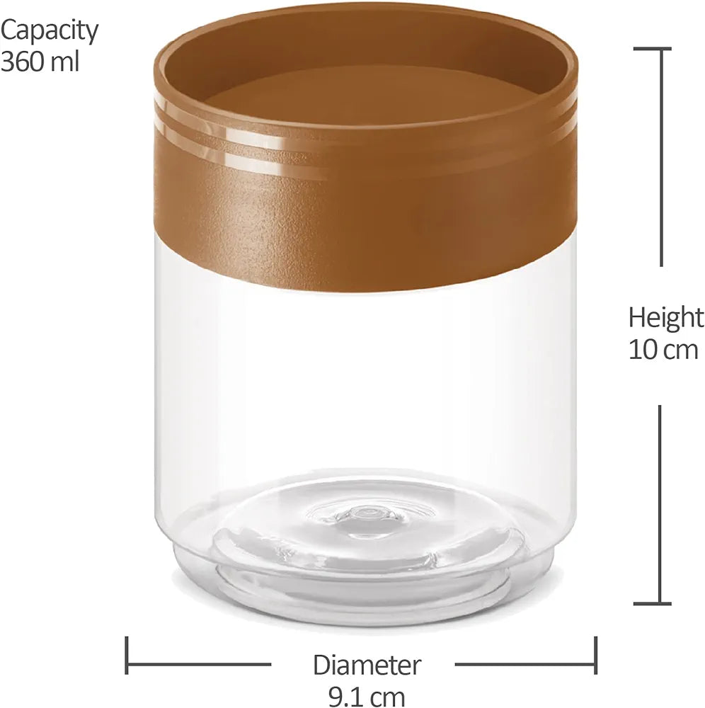 MILTON Stack IT Plastic Storage Jar, Brown | Air Tight | Storage Jar | Kitchen Organiser | BPA Free | Stackable | Modular | Food Grade | Multipurpose Jar