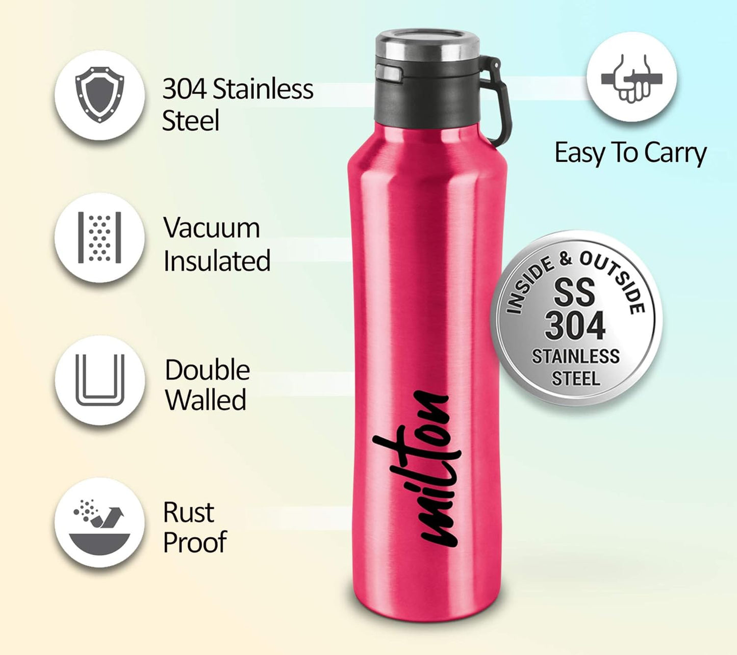 Milton Gulp Thermosteel 24 Hours Hot or Cold Water Bottle 600ml, 1 Piece