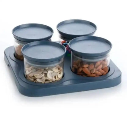 Pog Dryfruit Tray 4PCS Air-tight Unbreakable Containers with a Clear Design