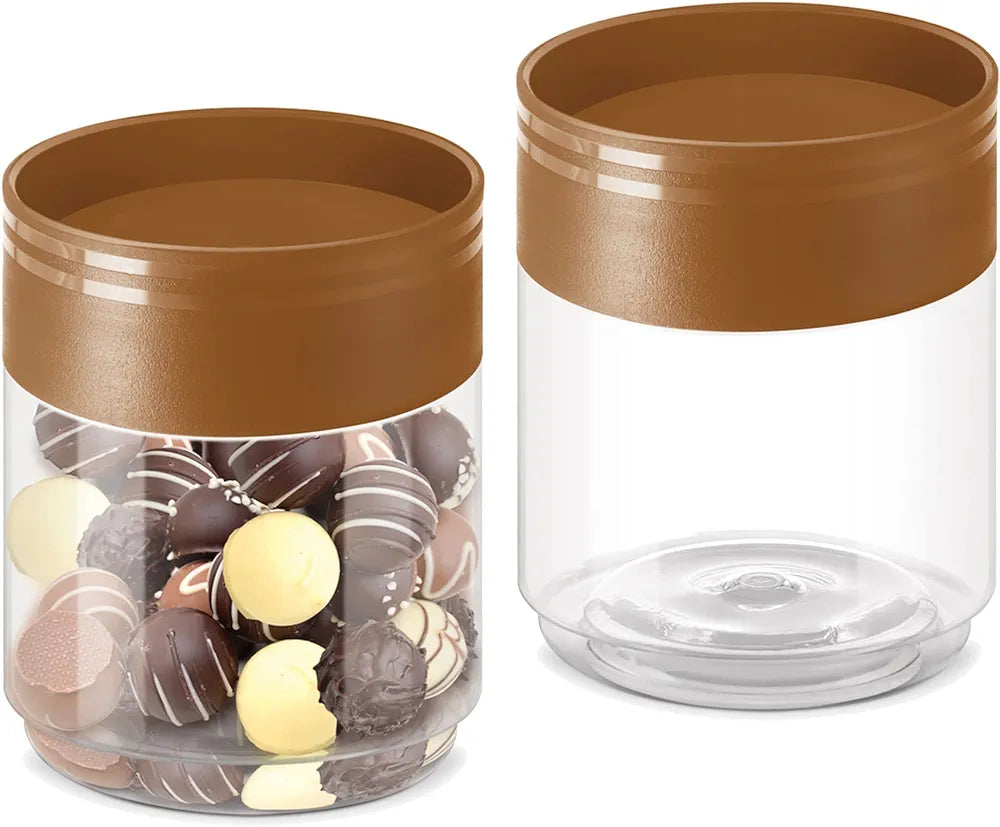 MILTON Stack IT Plastic Storage Jar, Brown | Air Tight | Storage Jar | Kitchen Organiser | BPA Free | Stackable | Modular | Food Grade | Multipurpose Jar